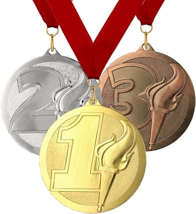 Metalen Medailles - Winnaars Trofeeën - Wedstrijden Bekronen - Set van 3 - Ø 60 mm - Goud Zilver Brons