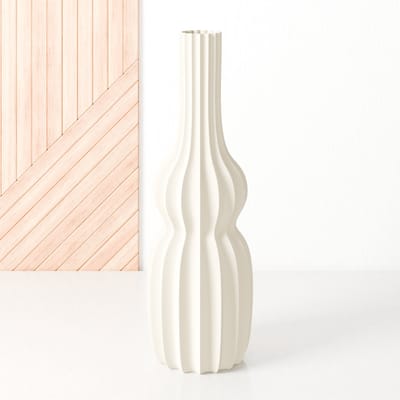 Fleuriek - Vaas Beige - H30 cm - Smalle vloervaas of decoratieve bloemenvaas, gekleurde design vaas van kunststof - Ventserbank vaas