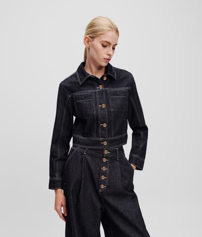 Karl Lagerfeld Button Denim Jacket Dark Blue Denim Taglia: M | Giacche di jeans Outlet | Donna | Blu