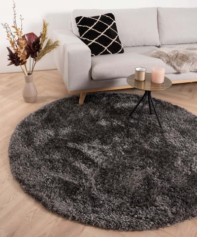 Rond hoogpolig vloerkleed velours Posh - grijs 80