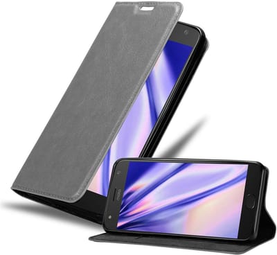 Cadorabo Hoesje geschikt voor Motorola MOTO X4 in TITANIUM GRIJS - Beschermhoes met magnetische sluiting, standfunctie en kaartvakje Book Case Cover Etui
