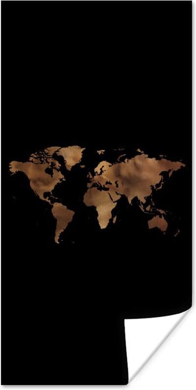 Wereldkaart Muur - Wereldkaart - Doek - Kaart - 40x80 cm - Poster