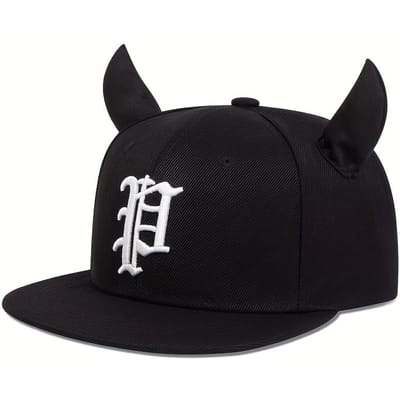 Unisex Persoonlijkheid Letter Borduurwerk Ossenhoorn Hip-Hop Hoeden Buiten Verstelbaar Casual Baseballpetten Zonbescherming Hoed Sport Golf Cap black