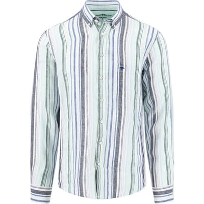 Fynch-Hatton Overhemd Multicolor Linnen Stripe Mint-Blue / male