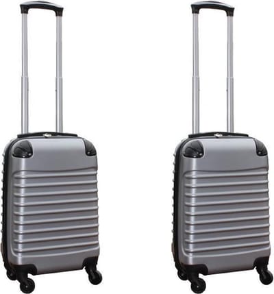 Travelerz kofferset 2 delige ABS handbagage koffers - met cijferslot - 27 liter - zilver