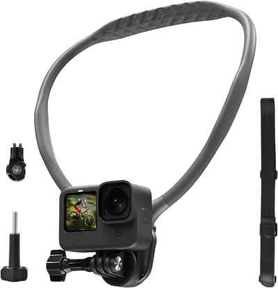 Verstelbare nekband voor action camera's, ideaal voor vlogs en sportvideo's, camera-accessoire voor optimale stabiliteit en comfort
