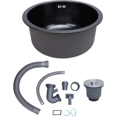 Keukenspoelbak 304 RVS Rond Enkele Bak Barsspoelbak voor Groente Fruit Wassen Afwassen gray