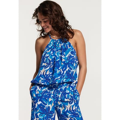Shiwi Oviedo Top Painted Flower Sports Blue Size: XS | Tanks &amp; Camis Outlet | Dames | Blauw