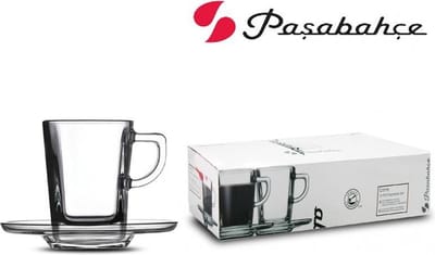 Carre - 6 Mini Espresso kopjes vierkant 72ml + 6 Schoteltjes - Set van 6