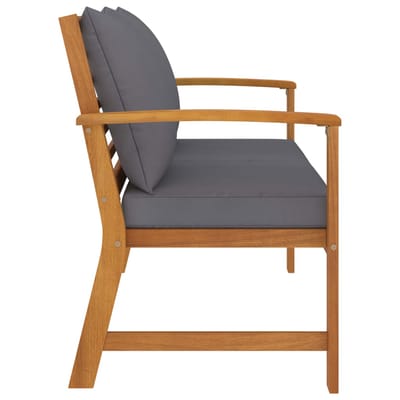 vidaXL - Tuinbank - met - donkergrijs - kussen - 120 - cm - massief - acaciahout