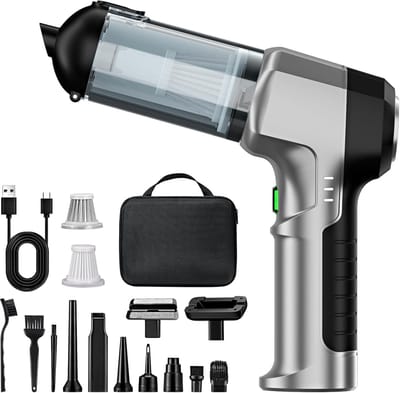 Draagbare Stofzuiger - Schoonmaker - Auto en Thuis - 4-in-1 Functie - 200 ml - Zilverzwart