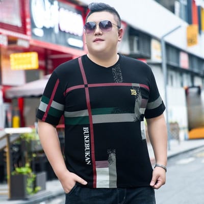Dikke Mannen Zomer T-shirt met Korte Mouwen V-hals Bedrukking Losse Dikke Mensen Dunne Sectie Body Shirt Ijskatoen Top Tide 7XL