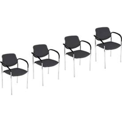 Bezoekersstoel STYL - bekleding in leerlook - met armleuningen - stapelbaar – fango grijs – 4 stuks