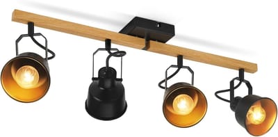 Glitzerlife - Plafondspot Plafondlamp - Industrieel Vintage - Opbouwspots - Draaibaar en Kantelbaar - IJzeren Frame - 4xE14 fitting - Zwart