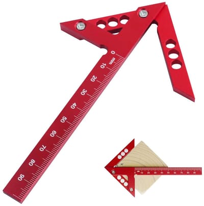 Middenzoeker - Liniaal Markering - Hout Bewerken - Nauwkeurige Meting - Aluminium - Rood