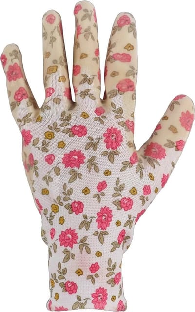 Talen Tools - Werkhandschoenen - Tuinhandschoenen - Polyester - Wit/roze - Nitrilcoating - Maat S