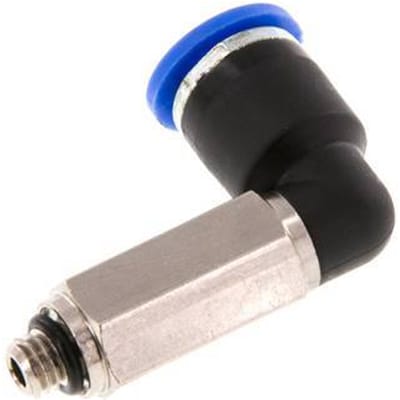 6mm x M 5 90 graden L-verbinding Messing/PA 66 Insteekfitting Buitendraad Lange Huls Draaibaar NBR [2 Stuks]
