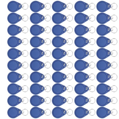 50PCS Carte ICUID Jeton Tag Porte-clés 13.56MHZ Copiable pour Contrôle d'accès Pointage Parking blue