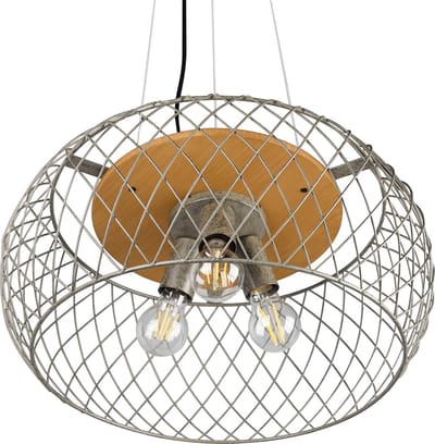 Trio leuchten - LED Hanglamp - Hangverlichting - E27 Fitting - 3-lichts - Rond - Antiek Nikkel - Aluminium