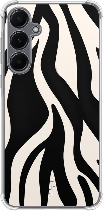 Shockproof hoesje - Geschikt voor Samsung Galaxy A35 - Zebra - Extra sterke case - TPU/polycarbonaat - Print / Illustratie - Zwart, Transparant