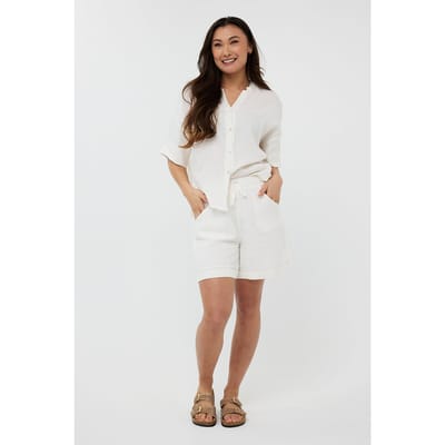 EsQualo Shorts Linen Off White Größe: S | Kurze Sporthosen Outlet | Damen | Weiß