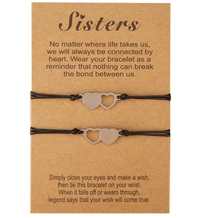 Verzilverd Hartjes Armband Set - 2 Stuks - Zus - Sister - EmmyRovi