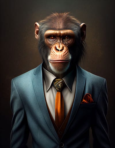 AI - Woondecoratie - Poster - Dieren - Aap - Pak - 33 - 40 x 50 cm