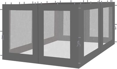 MELVRA Zijpanelen voor Paviljoen 3x3m - Set van 4 stuks - Met Geïntegreerd Muggennet - Zijwanden voor Partytent - Antraciet RAL 7012 - Klamboe Functie
