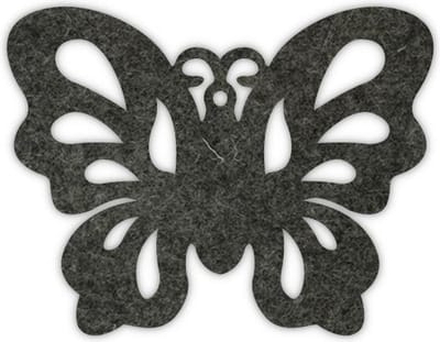 Vlinder onderzetter - Vilt - Gemeleerd antraciet - 6 stuks - 10,5 x 9,5 cm - Tafeldecoratie - Glas onderzetter - Cadeau - Woonkamer - Tafelbescherming - Onderzetters Voor Glazen - Keukenbenodigdheden - Woonaccessoires - Tafelaccessoires