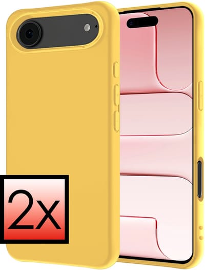 Hoesje - 2 Stuks - Geschikt voor Apple iPhone Air - Sterk & Shockproof - Case Siliconen - Back Cover - Telefoon Hoes - Geel