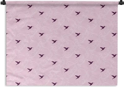Wandkleed - Wanddoek - Vogel - Patronen - Roze - 120x90 cm - Wandtapijt