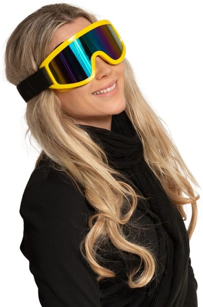 Partychimp Party Skibril Geel voor Heren en Dames Après Ski Accessoires Themafeest voor Volwassenen Carnaval Accessoires Verkleedaccessoires Foute Party - Unisex - Plastic - Geel - Skibril