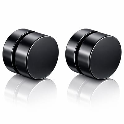 Magnetische Stud oorbellen Zwart 8mm