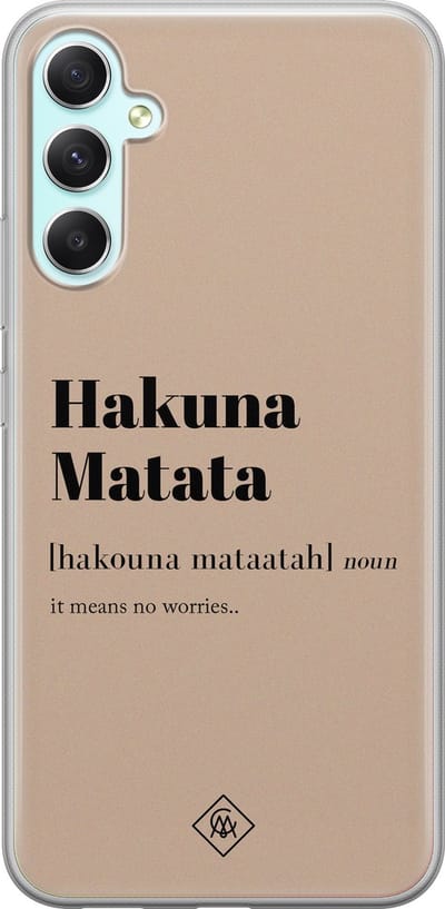 Casimoda® hoesje - Geschikt voor Samsung A34 - Hakuna Matata - Backcover - Siliconen/TPU - Bruin/beige