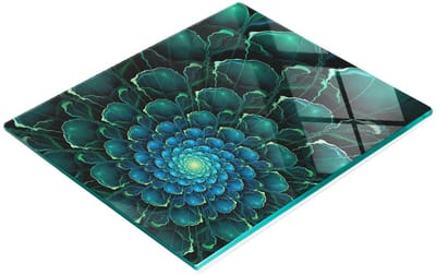 Multifunctionele decoratieve glazen snijplank voor de keuken, spiraalvormig bloemmotief, 60x52 cm