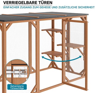 outdoor huisdier box voor katten 180 x 80 x 114 inch met 3 platforms