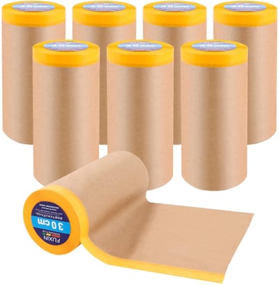 Dailygoods- Afdekpapier 30 cm x 15 m - Zelfklevend - Afdekfolie met Plakband - Voor Ramen Afplakken - Duurzaam Kraftpapier - Antislip Oppervlak - Afdektape