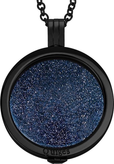 Quiges - Munthouder met Ketting en Munt 33mm Cat's Eye Space Zwart - RVS Zwart - ERHS1155