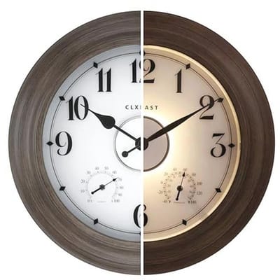 Verlichte waterdichte buitenklok met thermometer en vochtigheidsmeter - 61 cm - voor tuin en terras
