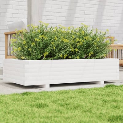 vidaXL - Plantenbak - 110x60x26,5 - cm - massief - grenenhout - wit