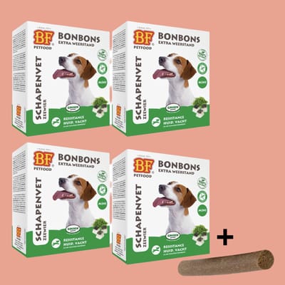 Combideal - Biofood Schapenvet Bonbons Mini Zeewier 4x 80 Stuks (320 stuks) + Fricandel