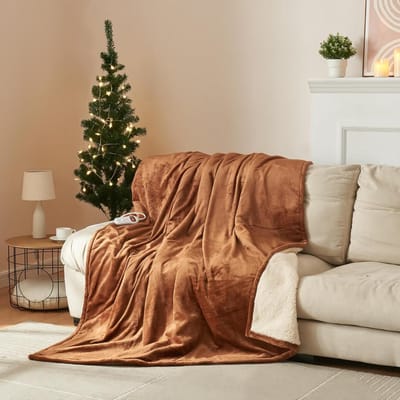 Elektrische Deken - Warmtedeken Fleece - Snel Opwarmen - 10 Warmtestanden - 200x150 cm - Bruin