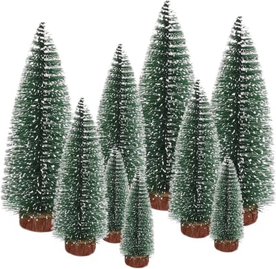 Kerstboom Mini Kunst Miniatuur Groen Klein Kerstversiering voor Tafeldecoratie DIY Etalage 10/16/22CM - 9 Stuks