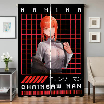 Interieur Keukengordijnen voor Woonkamer 2 Stuks Verduisterende Gordijnen Deurgordijn Chainsaw Man Slaapkamer Decoratie Scheidingswand W50xH70cmx2pcs-CL gray