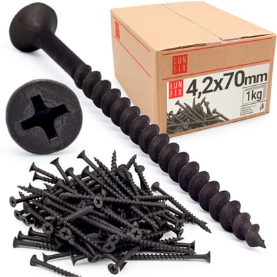 LUN FIX - Schnellbauschrauben 4,2 x 70 mm - 1 Kg - 210 stuks - Grof draad - Gipskartonschroeven