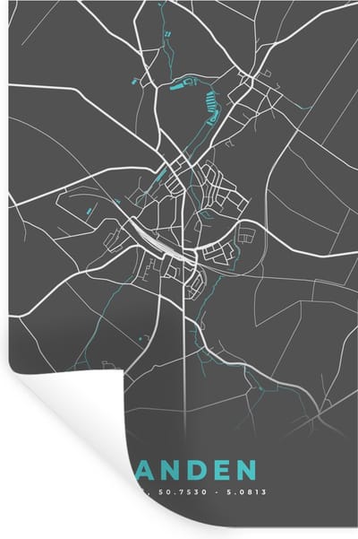 Muurstickers - Sticker Folie - Stadskaart – Grijs - Kaart – Landen – België – Plattegrond - 20x30 cm - Plakfolie - Muurstickers Kinderkamer - Zelfklevend Behang - Zelfklevend behangpapier - Stickerfolie