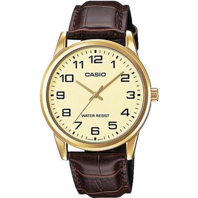 Casio STANDARD serie wijzerplaat serie, modieuze zakelijke eenvoudige retro literaire vrijetijds veelzijdige klassieke digitale weegschaal waterdicht MTP-V001GL-9B goud