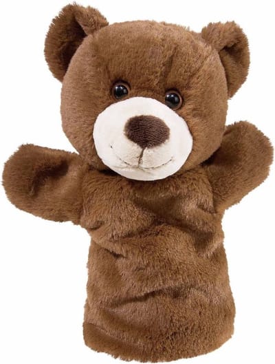 Heunec Pluche handpop - bruine beer - 25 cm - speelgoed - knuffel cadeau - poppenkastpop