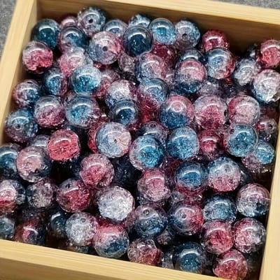 50 Pièces de Perles en Verre Craquelé Mélangées - Perles Rondes Brillantes en Cristal de 10 mm, Adaptées pour la Fabrication de Bijoux DIY, Bracelets, Colliers, Boucles d'Oreilles