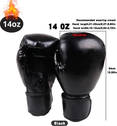 Nivard Bokshandschoenen - Kickboks Handschoenen - Boxing Gloves Set - Vecht Handschoenen - Heren - Dames - Zwart - 14 oz